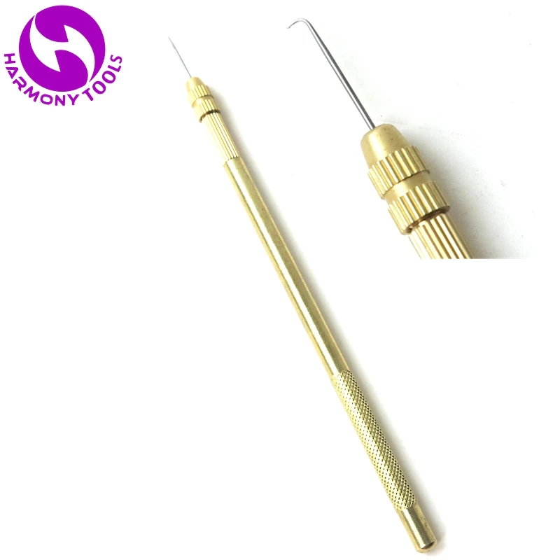 20 Sets Copper Bronze Brass Handle Ventilating Needles Tools for Making Lace Wigs Toupee Hair Accessories Weaving