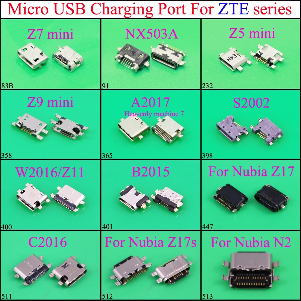 new mini jack socket charging port dock plug repair type C micro usb connector for ZTE C2016 A2017 Z7 NX503A Z5 Z9 replacement