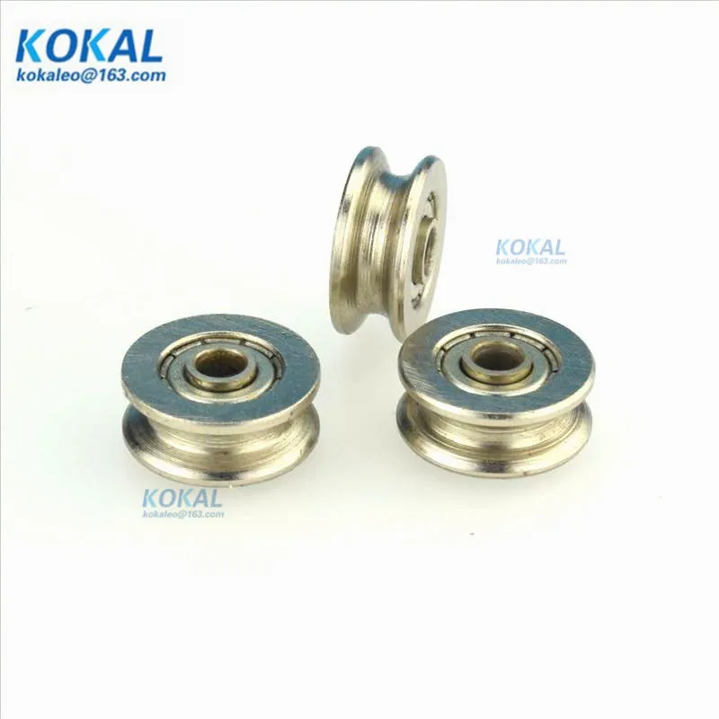 [U0418-7]10PCS U groove type nickel plate chrome steel U type groove inner diameter 4 ball bearing roller pulley 0418U 4*18*7mm