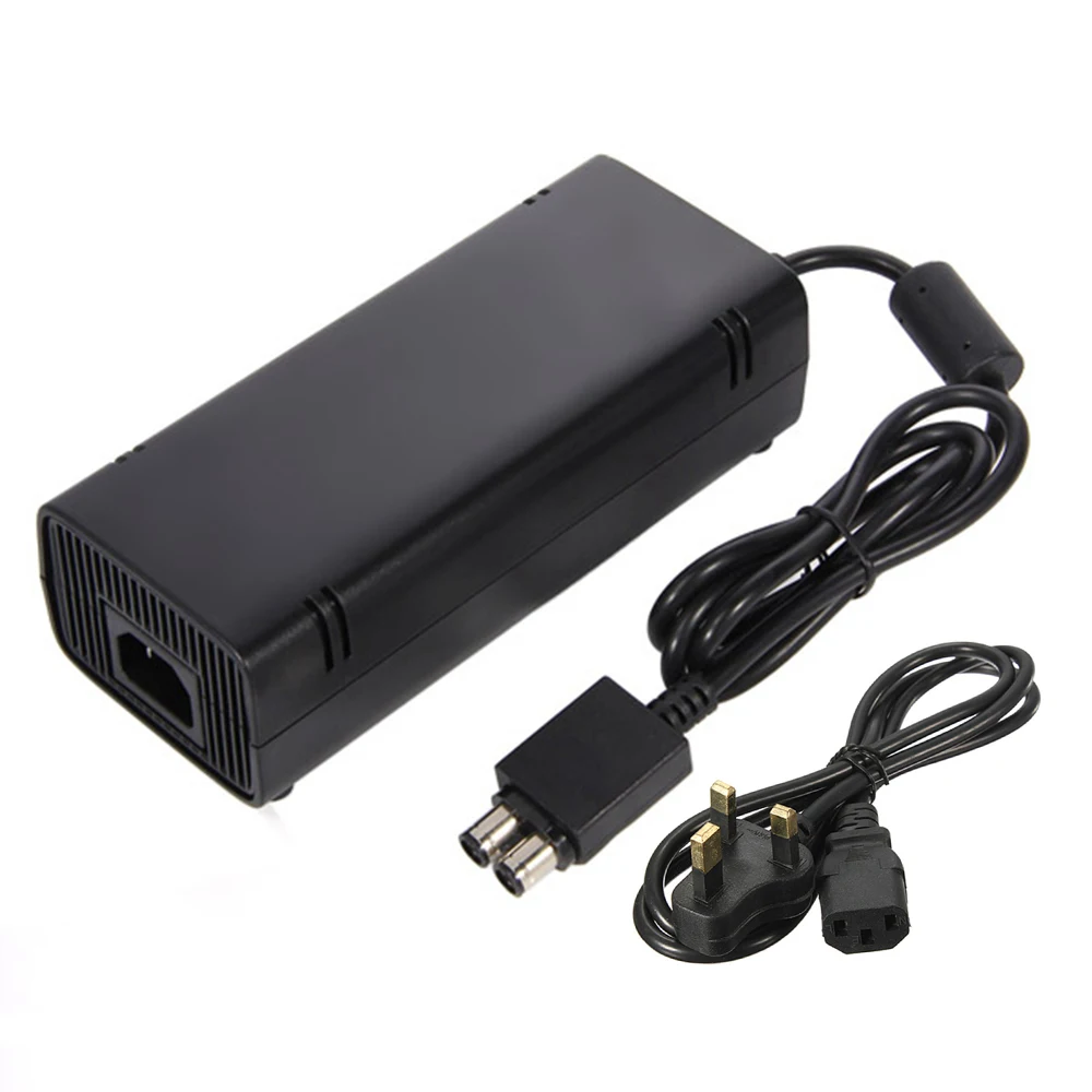 100PCS High quality UK Plug 12V 135W AC Adapter Charger Power Supply Cord Cable For Xbox360 Xbox 360 Slim with DC cable