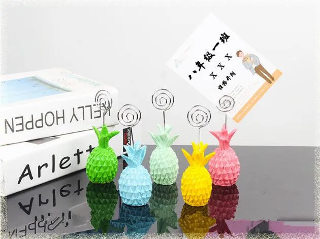 1PC Cute Resin Ornaments Folder Clip Pineapple Shape Photo Folder Wedding Party Table Name Card Holder Resin Craft ME 046