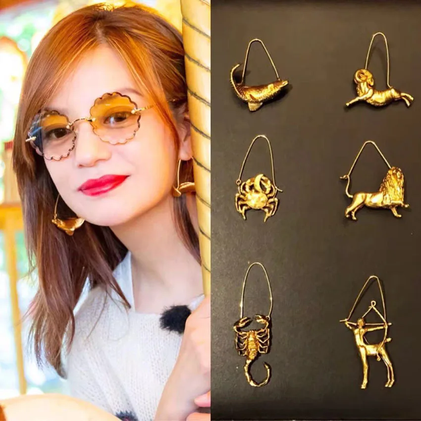 Rongho Anting-Anting Menjuntai Konstelasi Logam Antik Desain Baru untuk Wanita Anting-Anting Emas Perhiasan Hewan