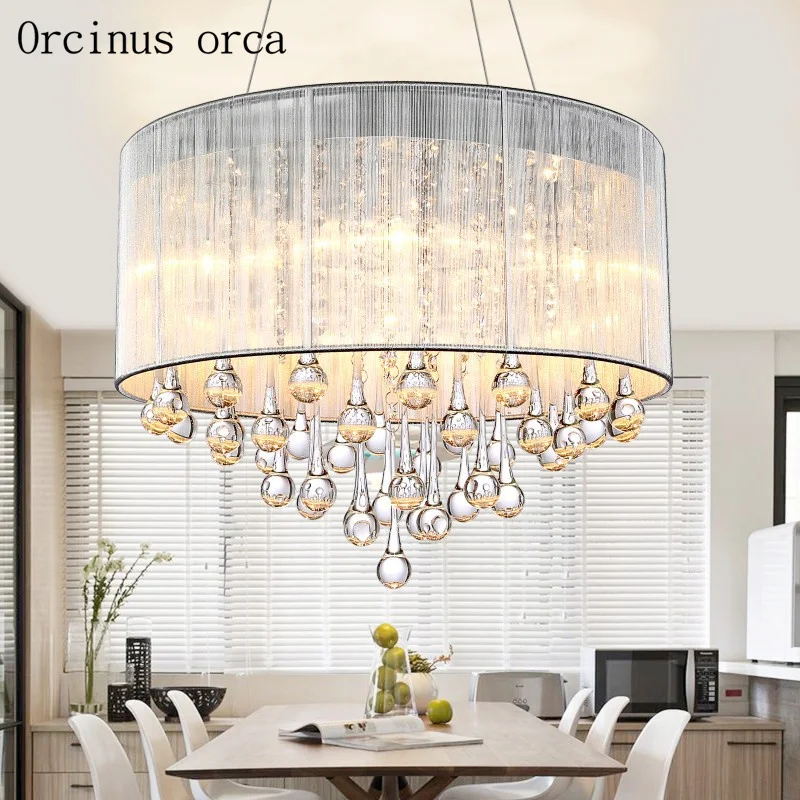 Modern minimalist fashion crystal chandelier bedroom study restaurant personalized creative LED round Chandelier free shipping