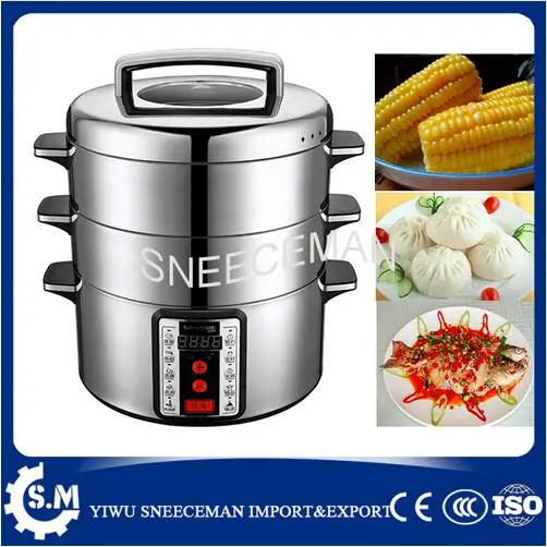 

29L bun cooking steamer stainless steel Computer control two layer sweet corn steamer for sale 32cm steamer pot