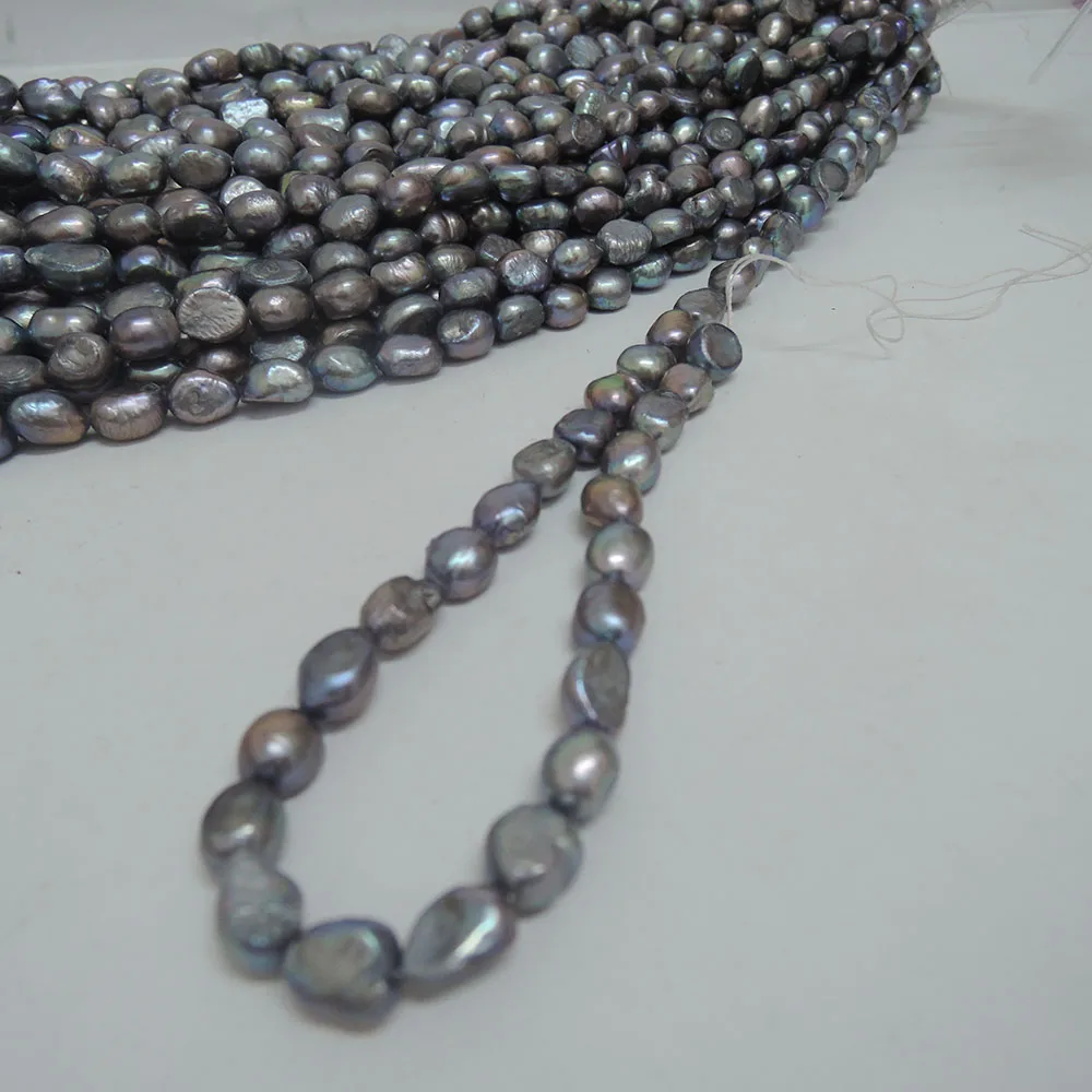 7-8 mm 100% Real freshwater loose pearl beads,gray color pearl ,baroque shape-high luster-AAA pearls