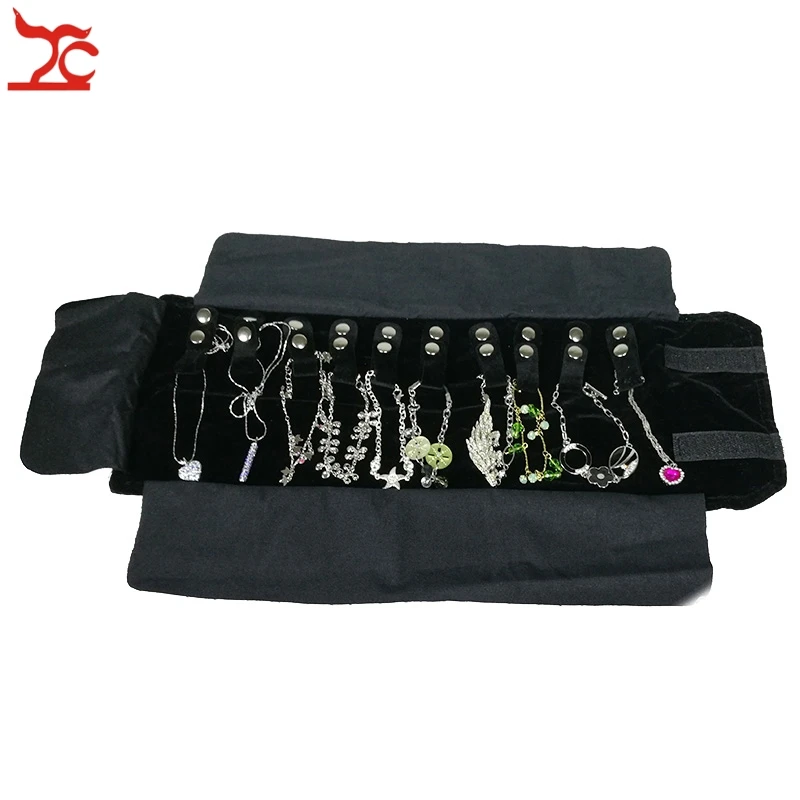 Mini Size Velvet Jewelry Display Storage Pouch Foldable Necklace Pendant Bracelet Jewelry Organizer Travel Roll Bag 12*16cm