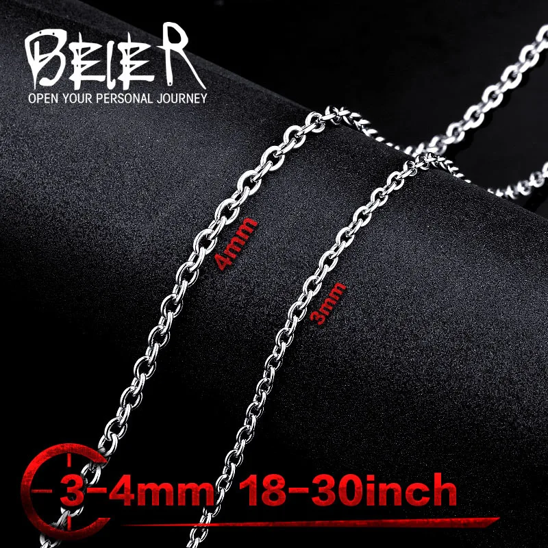 Beier stainless steel necklace twist 3mm/4mm trendy chain necklace boy man necklace chain BN1027