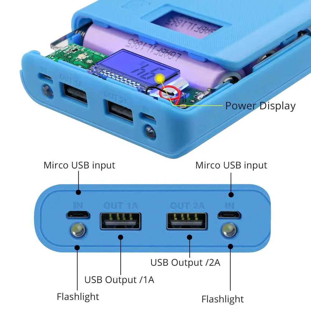 New DIY 8x18650 Portable Battery Power Bank Shell Case Box LCD Display Dual USB Powerbank Box KIT Powerbank 18650(No Battery)