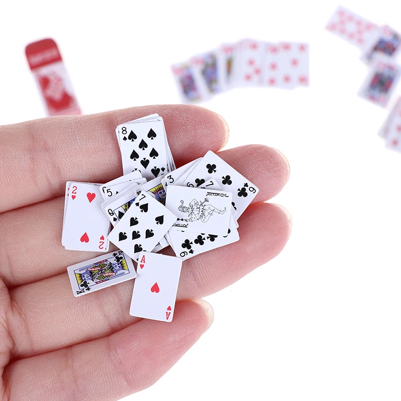 1 Set 1:12 Cute Miniature Dollhouse Cute Mini Poker Playing Cards Mini Cute Poker Doll Accessorie Doll Toys Decoration