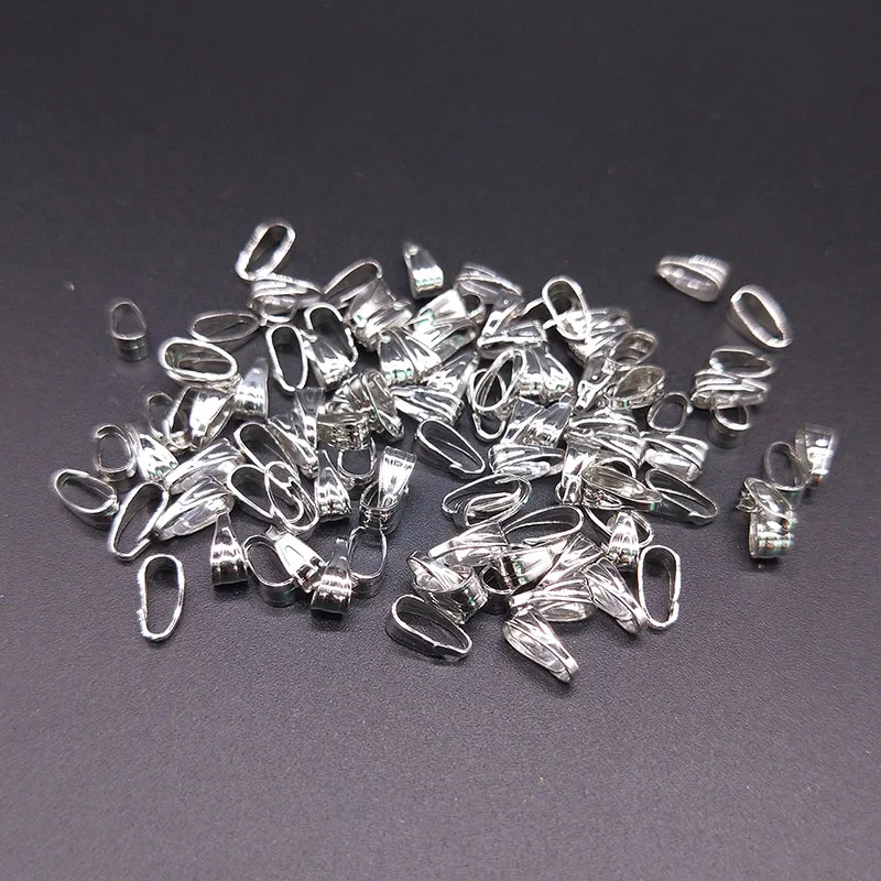 100pcs Necklace Pendant Connectors Pendant Clip Clasp Pinch Clip Bail Bead Care Buckle Hanging Jewelry Findings DIY Accessories