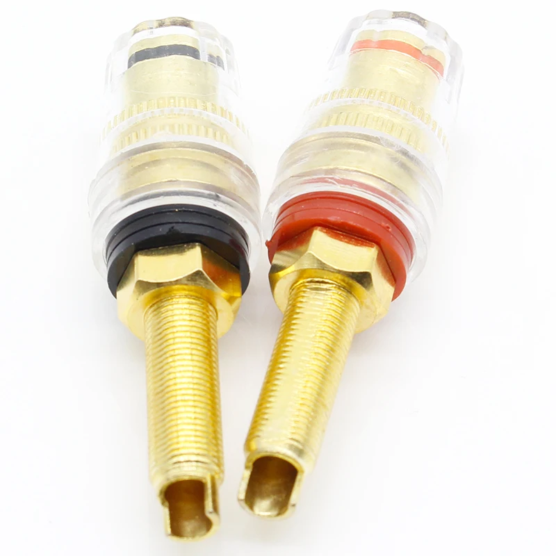 4Pcs Brass Crystal Binding Post for Thread Audio Speaker Amplifier 4mm Banana Plug Terminals Connector Black & Red