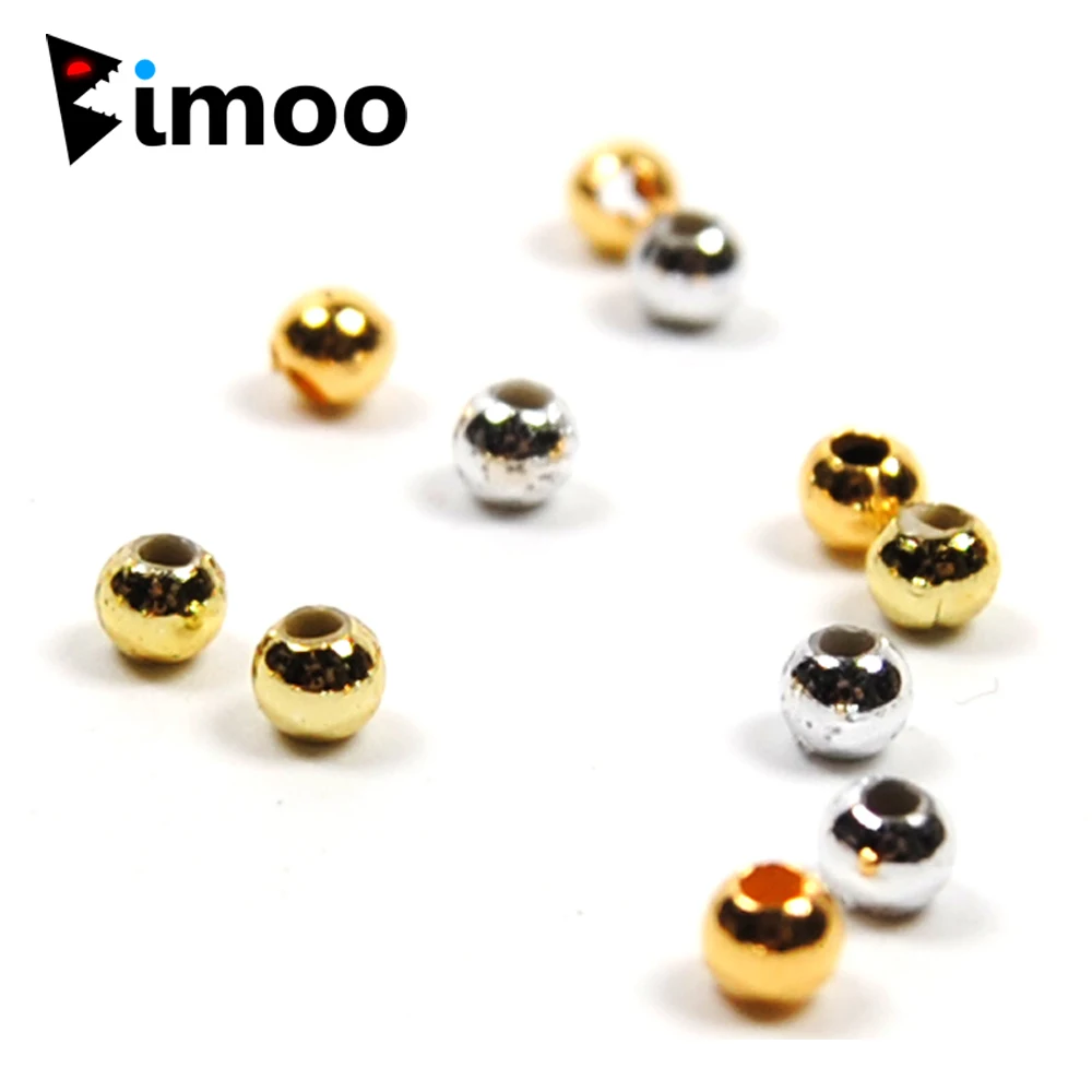 Bimoo 300pcs 3mm Hollow Plastic Beads for Fly Tying Nymph Scud Belly Eyes / Spinner Lure Beads Gold Silver Color