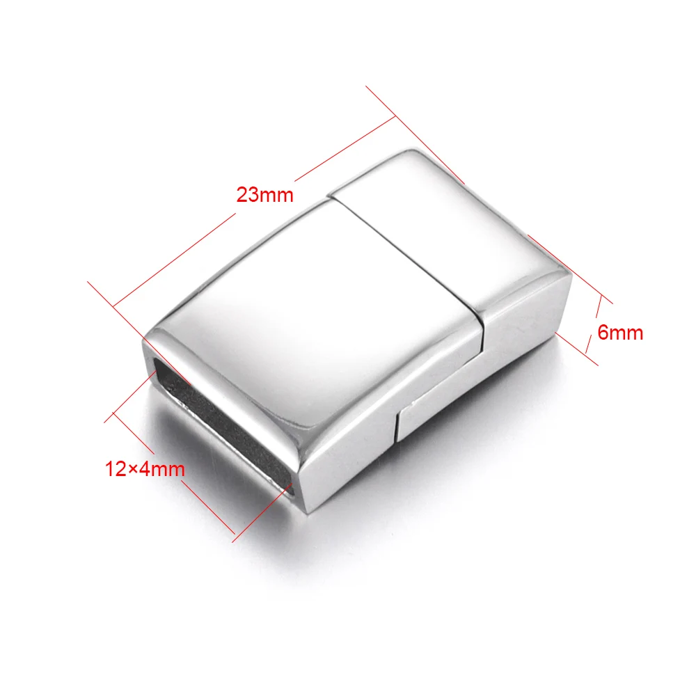 Stainless Steel Magnetic Clasps Hole 12*4mm Flat Leather Cord Clasp Magnet Buckle Bracelet Connector DIY Jewelry Making Supplies