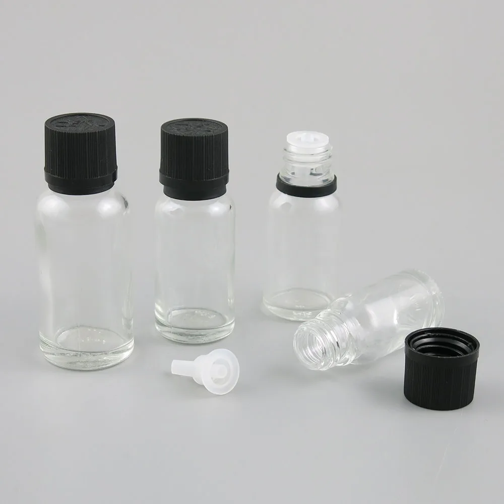 

10 pcs 5ml 10ml 15ml 20ml 30ml 50ml 100ml Essential Oil Glass Bottle With Plastic Cap e Liquid Reagent Bottle Refillable