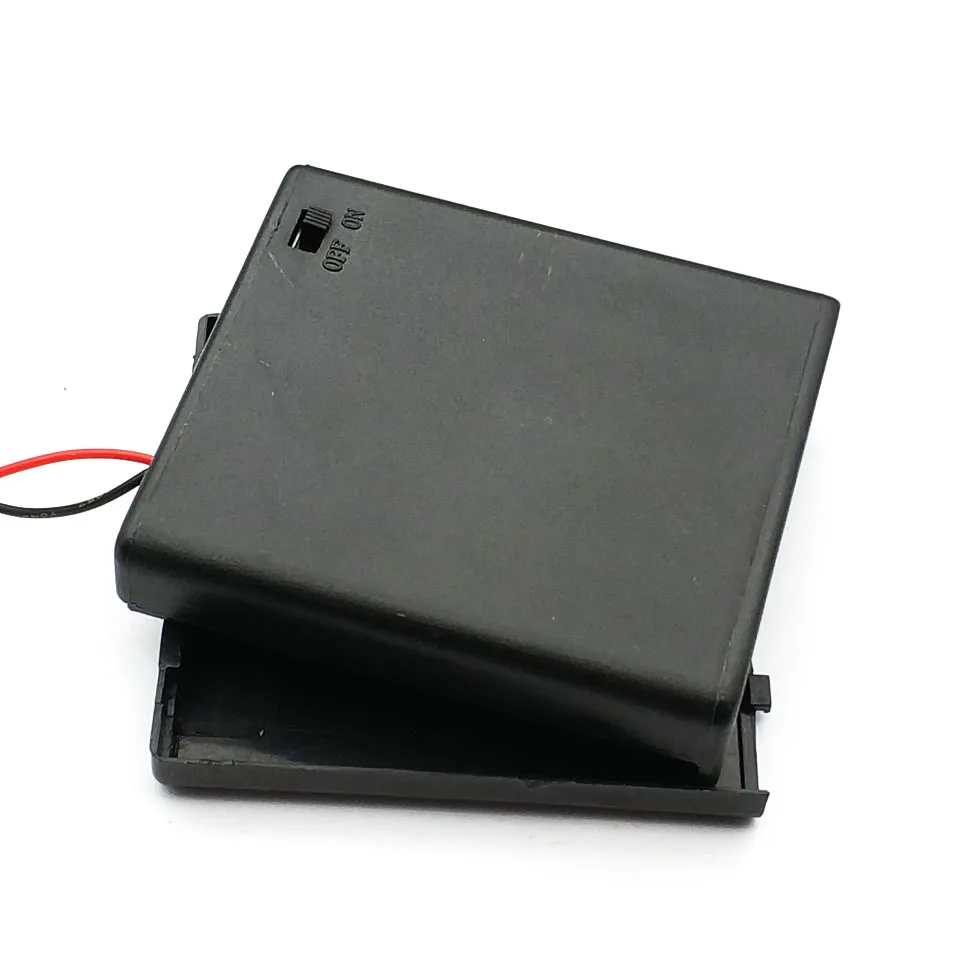 4 X AA 6V Battery Holder Case Slot Holder Plastic Storage Box With OFF/ON Switch Wires For RC Parts For Output DC 6V