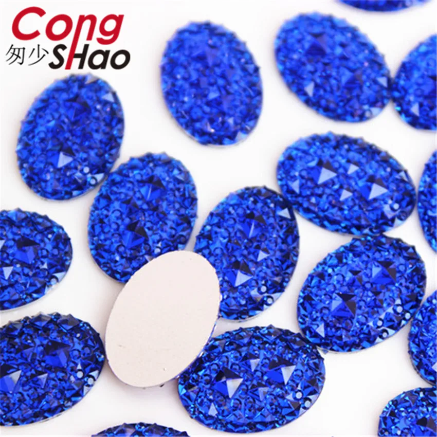 Cong Shao 100pcs 13*18mm Oval Shape Resin Rhinestone stones Crystal Flat Back Beads For Clothes Decoration Craft DIY CS600