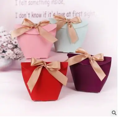 100Pcs/Lot Gift Paper Bag Christmas Valentine's Day Present Bags Gift Bags With Handle Candy Boxes For Wedding Party Supplies