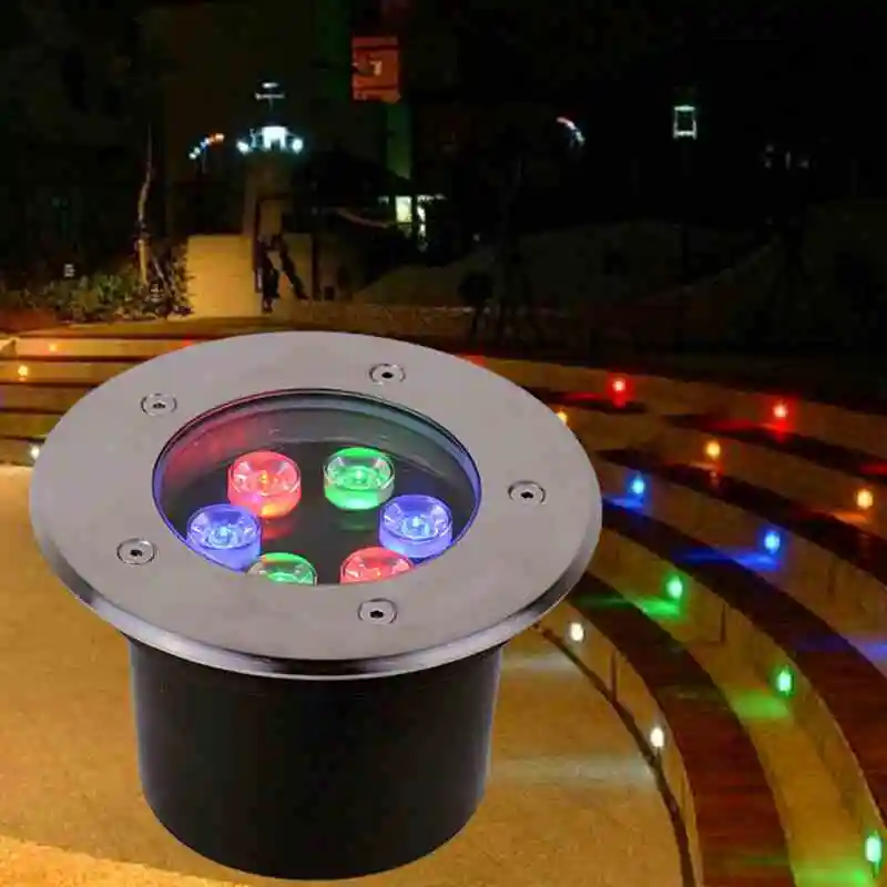 LED RGB 12V Underground Light 6W 7W 9W 12W DC 24V 220V IP68 Buried Light Outdoor floor light Inground Garden Yard Landscape Lamp