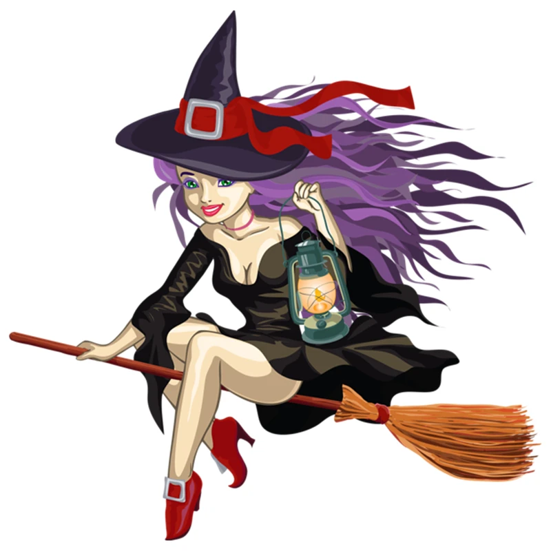 

CS-791#15*15cm A witch funny car sticker printed PVC decal for auto car stickers styling car decoration