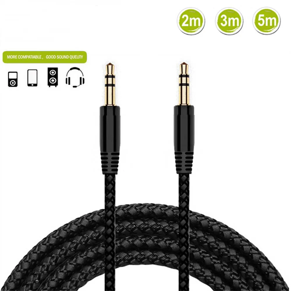 3.5mm Jack AUX Audio Stereo Headphone Extension Cables Cord 2/3/5m Male To Male Extension Cable for IPhone Earphone Car Speaker