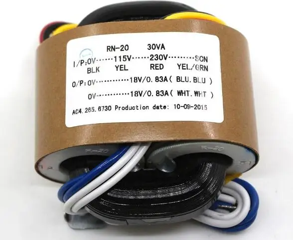 30W 30VA Primary Input 0-115-230V-SCN Secondary Output 9V 12V 15V 18V 24V R-core Transformer Audiophile