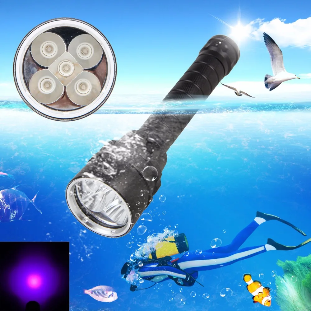 Super Brightness LED Portable Waterproof Flashlight Diver Scuba Diving Flashlight 100M Underwater 2000LM UV Scuba Diving Torch