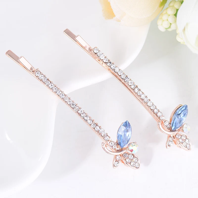 EASYA Fashion Rhinestone Butterfly Hairpin Hair Clips Women Girls Elegant Sparkling Crystal Hair Accessories Hairwear