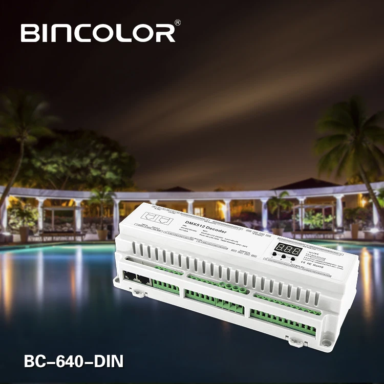 BC-RJ45 Connect LED RGB/RGBW 624-DIN/BC-632-DIN/BC-640-DIN 24/32/40 CH DMX512/8bit/16bit DC12V-24V Strip lamp Decoder