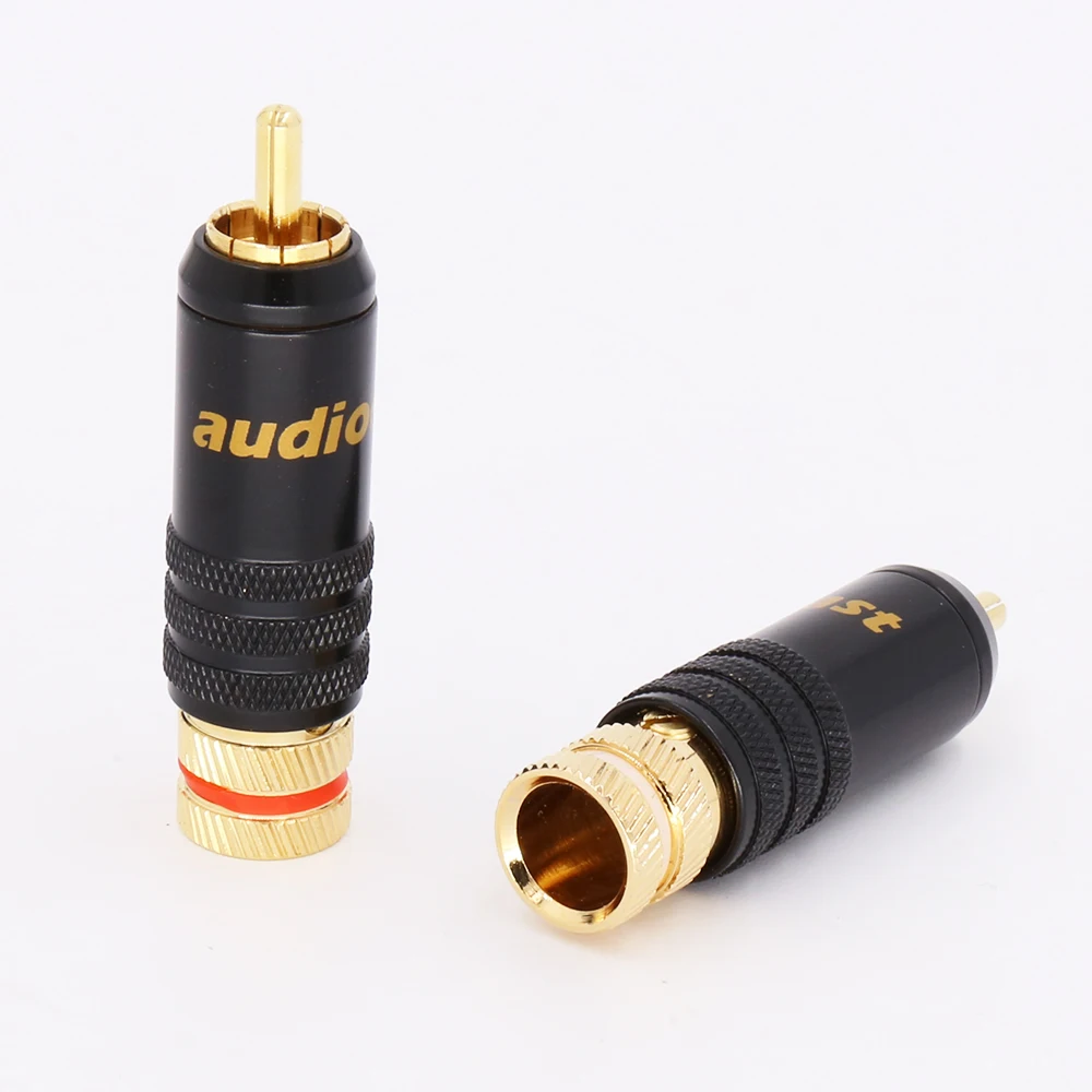 Audiocrast 4 pcs 24 K Gold Plated Rca ปลั๊กบัดกรีเสียง/วิดีโอปลั๊ก Connector