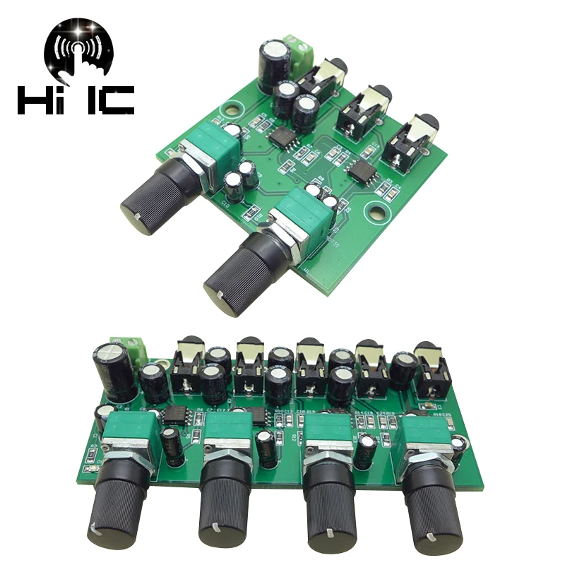 2 Ways/4 Ways Stereo Audio Mixer Board Drive Headphone Amplifier Mixing Board DIY NJM3414 Two/Four Inputs One Output