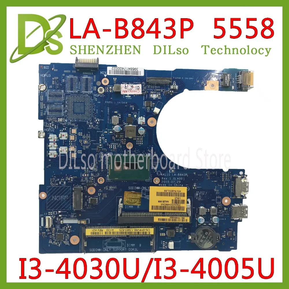 

KEFU LA-B843P CN-0FRV68 For DELL FRV68 5458 5558 5758 Laptop Motherboard I3-4030U/I3-4005U GM LA-B843P REV:1.0 work 100%