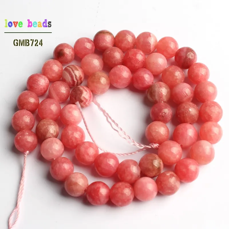 Natural Rhodochrosite Bead Stone Round Loose Beads for Jewelry Making Diy Bracelet Necklace 15\'\' 6mm 8mm 10mm