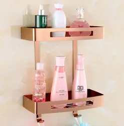 Wall Mounted Black/Gold/Rose Gold/White Square Bathroom Shelf Soap Basket Bath Shower Shelf Soap Basket Holder building material