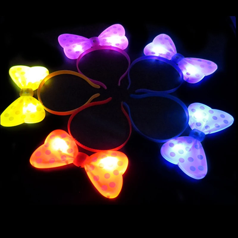 Blinking Flashing Glowing LED Bow headband light up for KTV BAR Night SHOW Party decorations Children's day kid's day toys gifts