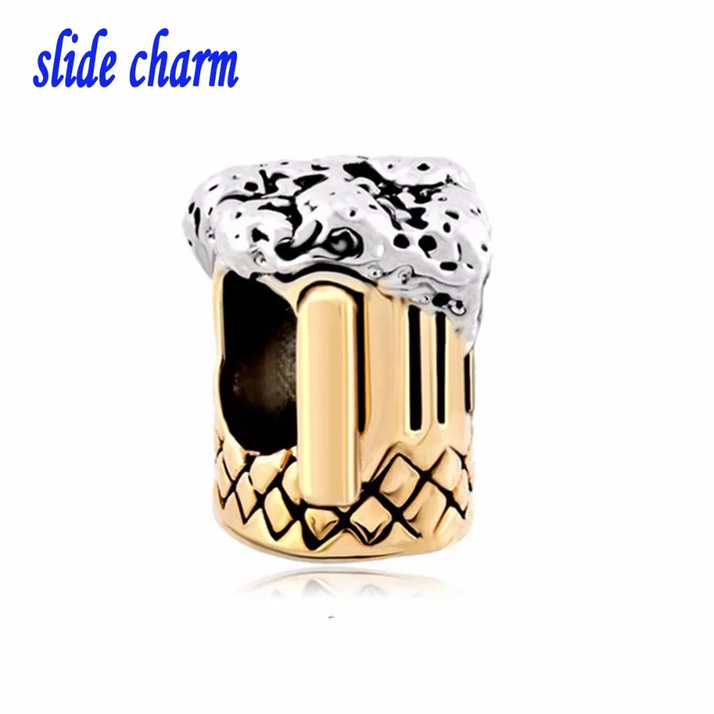 New Classic Beer Mug Charm Beads Fit Pandora Charm Bracelet for family holiday gifts