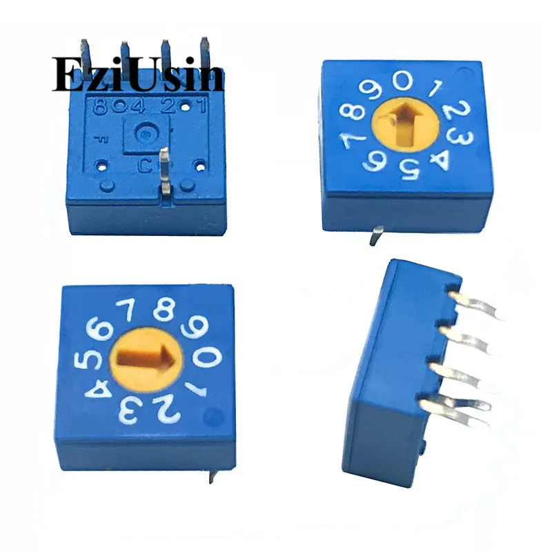 0-9 10  0-F 16 Rotary Coding Knob Switch DIP 5pins 8421C 0mm Shank 4:1 PCB  Switching 5p Blue