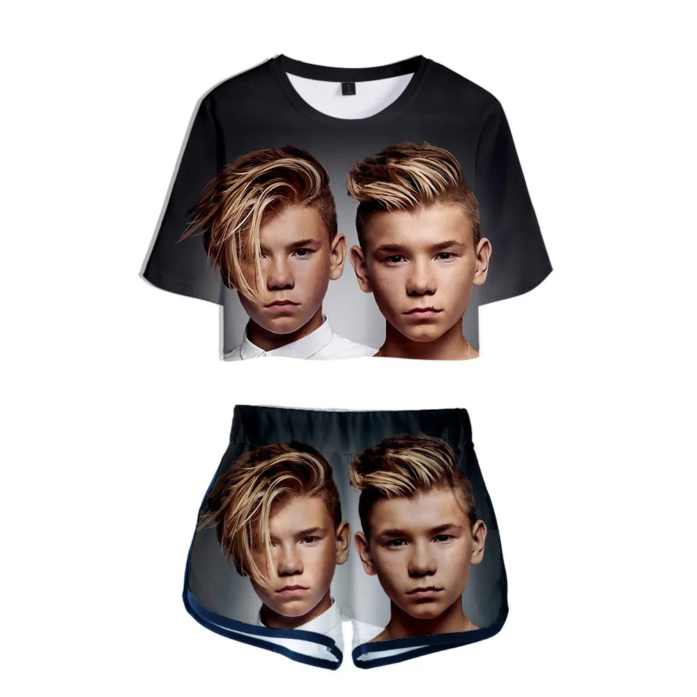 Marcus and Martinus 3D Print 2 Piece Set Women Summer Suit Conjunto Feminino Crop Top and Shorts Two Piece Outfits Matching Sets