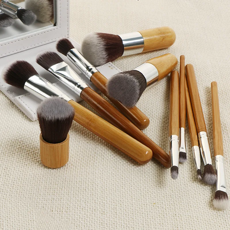 VERONNI Natural Bamboo handle Brushes set 11pcs Tools Professional Make up brush for Eye shadow 50pcs/lot DHL Free