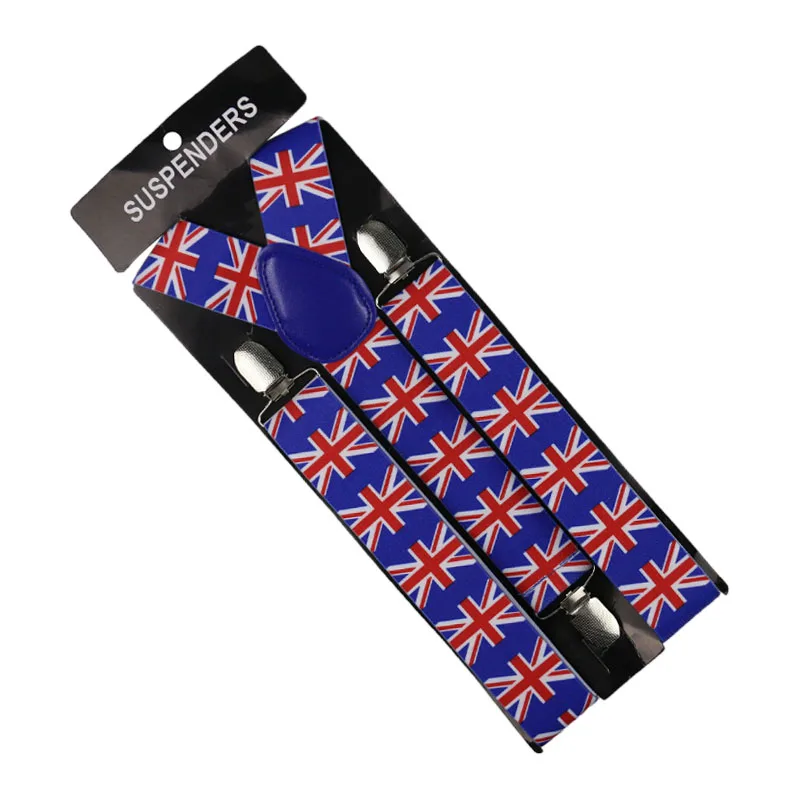 British Flag Print 3.5cm Wide Suspender Shirt Suspenders   Adjustable Y-Shape Braces Trousers Skirt Suspenders For Men Women