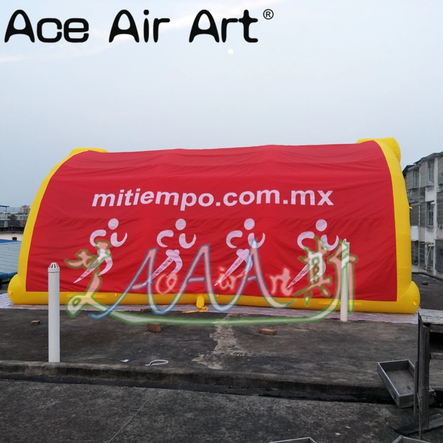 Hot Sale Red and Yellow Inflatable Tunnel Tent with Patterns of Running Athletes for Sport Events