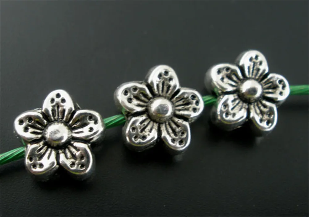 DoreenBeads 50PCs Silver Color Flower Spacers Beads 9mm (B02202), yiwu