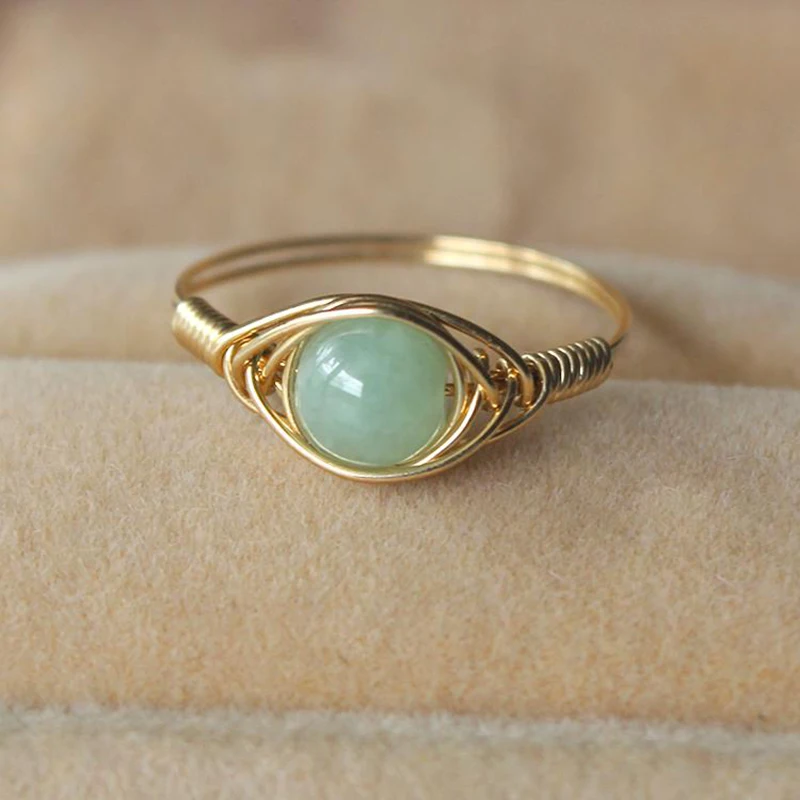 Handmade Natural Beads Ring 14K Gold Filled Birthday Gift Boho Anillos Mujer Bague Femme Rings For Women Gold Jewelry
