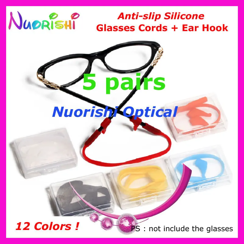 

5 sets T2610 Good Silicone Anti Slip Sunglass Eyewear Eyeglass Glasses Cord and Ear Hook Temple Tip Sports Holder Free Shipping