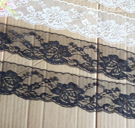 10 metri di larghezza 65mm Ricamato Netto bianco nero Lace Trim nastro tessuto Dell\'indumento della fascia di cerimonia nuziale decorazione del