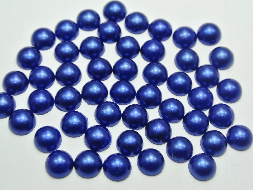 Royal Blue Half Pearl Bead 12mm diy Accessories Flat Back Scrapbook Craft