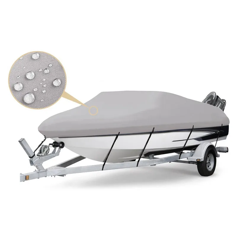 1Pcs Boat Cover Waterproof PU Dinghy Speedboat Fish Ski Tarpaulin Silver 136-145inch