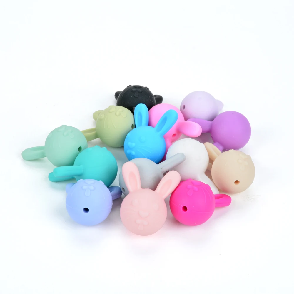 LOFCA 10pcs/lot Rabbit Loose Silicone Beads For Silicone Food grade silicone beads Make bracelets necklace jewelry accessories