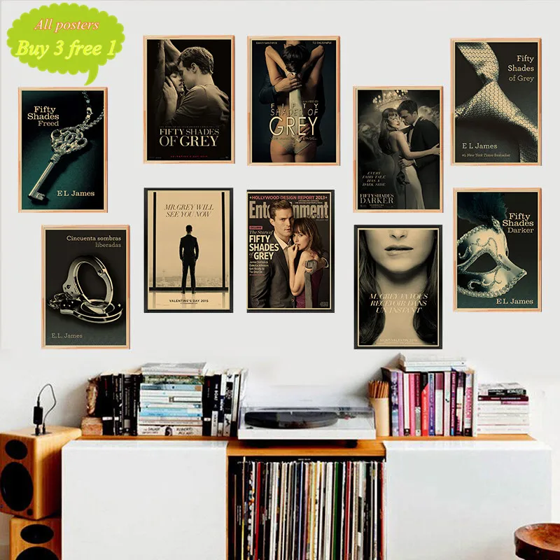 Fifty Shades of Grey nostalgic retro kraft paper movie poster decorative painting wall sticker