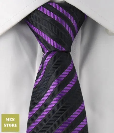 

Black Purple Stripes Men Jacquard Woven Skinny Slim Narrow 2.5" Necktie 6.5 cm Neckwear Wedding Party Tie LT067