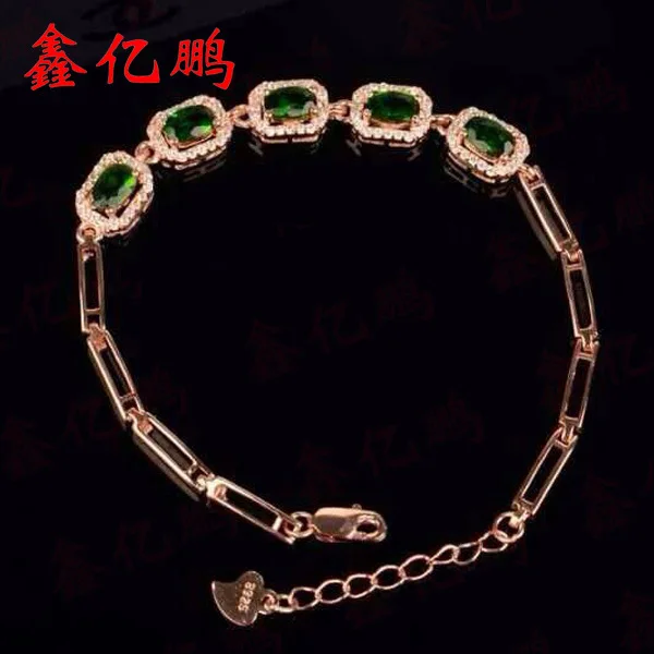 

925 sterling silver with natural diopside bracelet with female